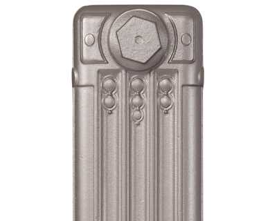 Deco cast iron radiator section in Roberson silver