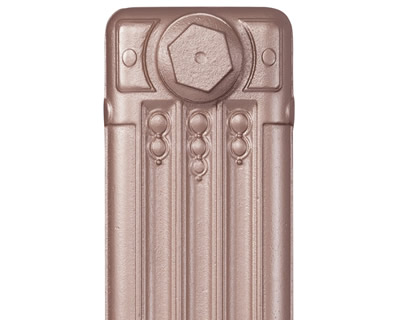Deco cast iron radiator section in Roberson silver blush