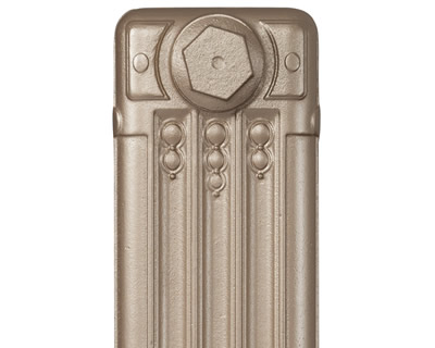 Deco cast iron radiator section in Roberson silver verde