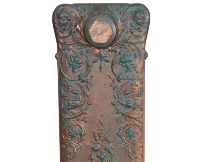 Verona cast iron radiator section in copper leaf verdi gris