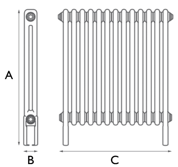Enderby 2 column 13 section 710mm steel radiator measurements