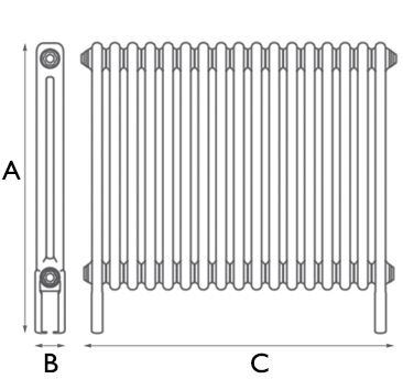 Enderby 2 column 17 section 710mm steel radiator measurements