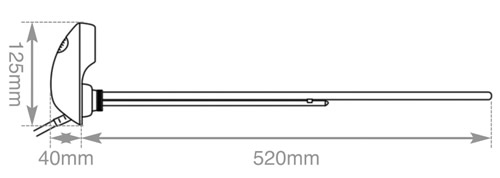 radiator electric heating element 520mm, 1500w measurements