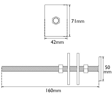 square plate chrome radiator wall stay/fixing measurements