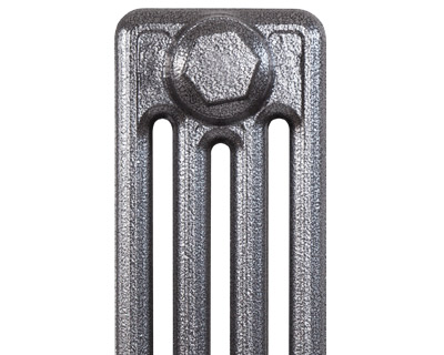 Victorian 4 column radiator section in powder coated antique silver finish