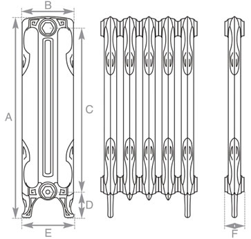 Liberty 2 Column Cast Iron Radiator Technical
