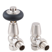 Kingsgrove Angled Thermostatic Radiator Valve Satin Nickel Range
