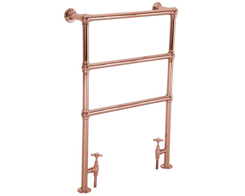 steel towel rail in copper finish