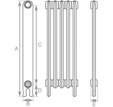 Narrow Eton Cast Iron Radiator Technical