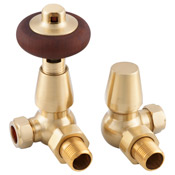 Kingsgrove Corner Thermostatic Radiator Valve Brushed Brass Lacquered Range