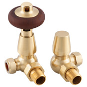 Kingsgrove Corner Thermostatic Radiator Valve in Brushed Brass Lacquered