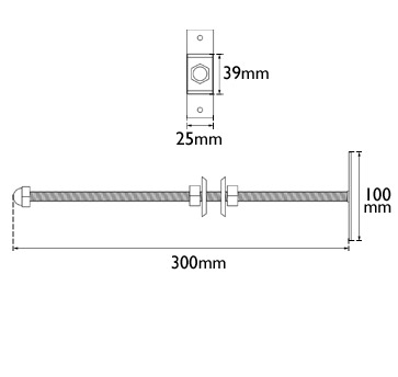 Radiator Wall Stay Stainless Steel 300Mm Technical