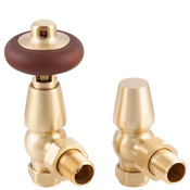 Kingsgrove Angled Thermostatic Radiator Valve in Brushed Brass Lacquered