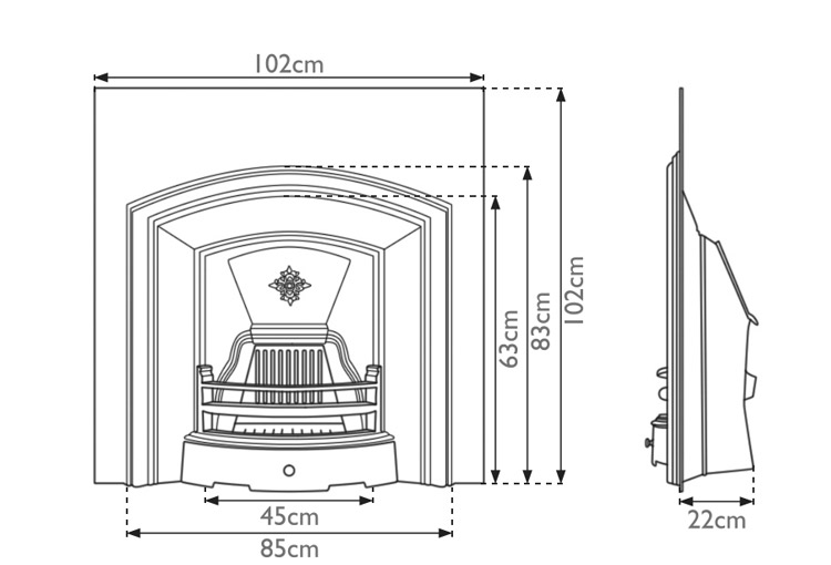 London Plate Cast Iron Fireplace Insert Measurements