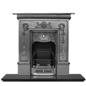 black Lambourn cast iron fireplace with green tiles
