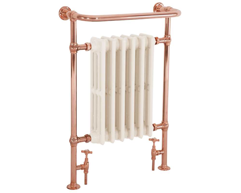 towel rail in copper finish with vellum sections