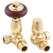 Kingsgrove Corner Thermostatic Radiator Valve in Brass Lacquered