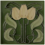 Yellow Flowers Three Green Tiles