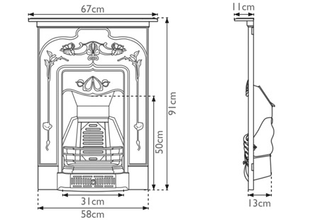Jasmine Cast Iron Combination Fireplace Technical