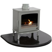 sandstone cast iron stove hearth with Dante stove