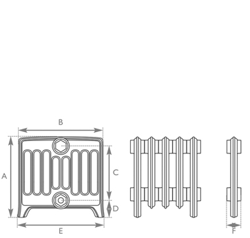 Ranthmell 9 Column Cast Iron Radiator Measurements
