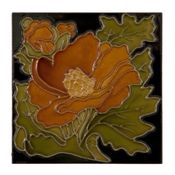 Rust Flower Black Tiles Ceramic Glaze Main